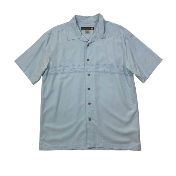 Quiksilver Shirt Mens M Medium Breeze Waterman Tahiti Palms Premium Anti Wrinkle - Picture 1 of 11